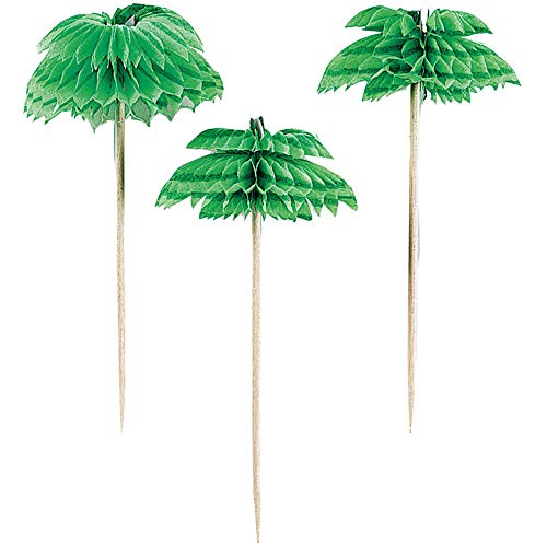 Amscan Palm Tree Honeycomb Picks, 4", Green