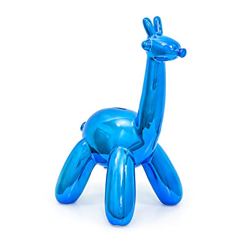 Made By Humans Balloon Giraffe Money Bank, Cool and Unique Ceramic Piggy Bank with High-Gloss Finish, Blue