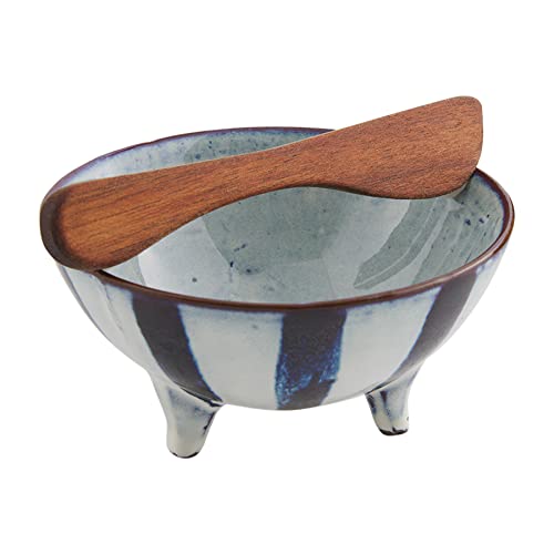 Mud Pie Reactive Stripe Dip Bowl Set, 2.5" x 4.75", Black, Stoneware