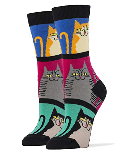 Oooh Yeah Socks Womens Cotton Crew Socks (Mod Meow)