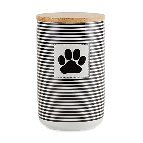DII Design Bone Dry Paw & Patch Ceramic Pet Collection, Treat Canister, 4x6.5, Black,Treat Canister, 4x6.5,5742