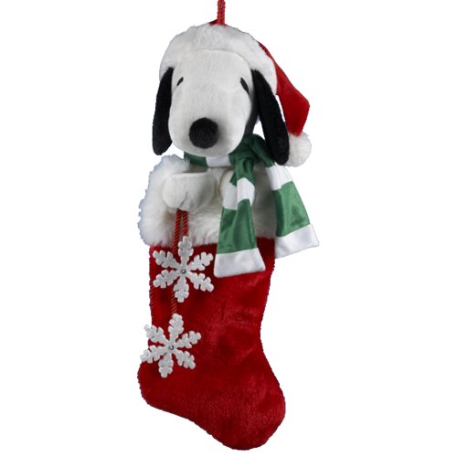 Kurt Adler 21-Inch Snoopy Plush Head Stocking with Snowflake Dangles