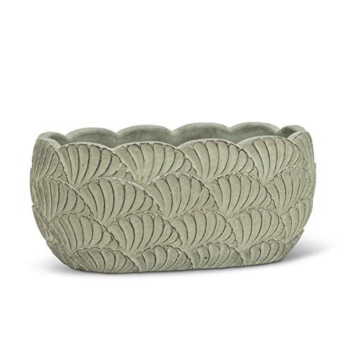 Abbott Collection  27-CAMINO-920-LG Large Oval Scallop Planter, Green