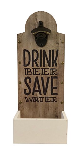 Boston Warehouse Beer Popper and Cap Catcher, Drink Beer Save Water, Wall Mounted