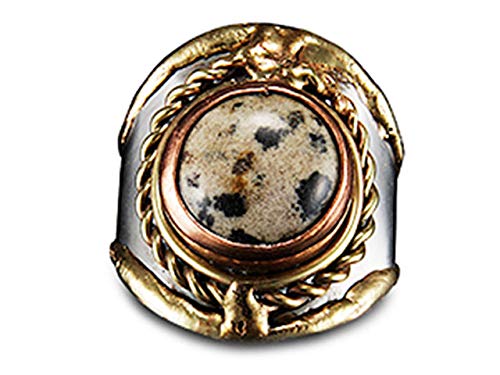 Anju Jewelry Janya Collection Essential Stone Cuff Ring with Dalmatian Jasper Stone