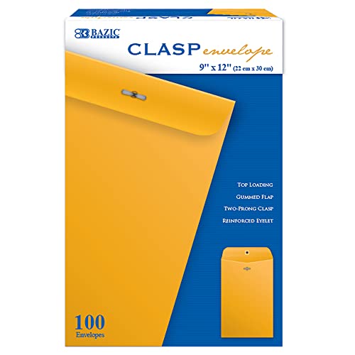 BAZIC Clasp Envelope (100/Box) - 9 inch X 12 inch