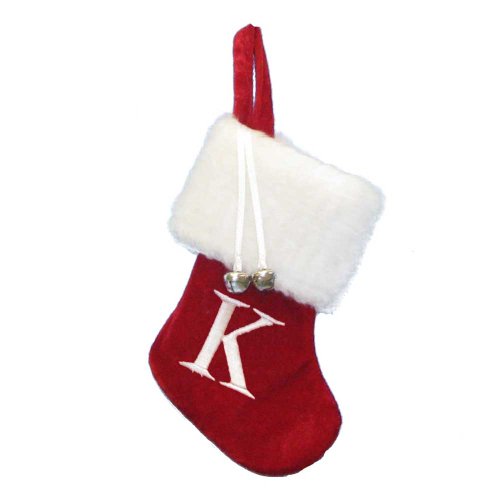 Kurt Adler 7" Red and White Monogram "K" Mini Christmas Stocking