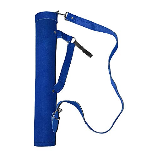 UNIVERSE ARCHERY Back Arrow Quiver | Genuine Suede Leather Arrow Holder | Traditional Handmade Quiver for Archery Sports | Lightweight & Comfortable (43 X 8 cm) (Blue)