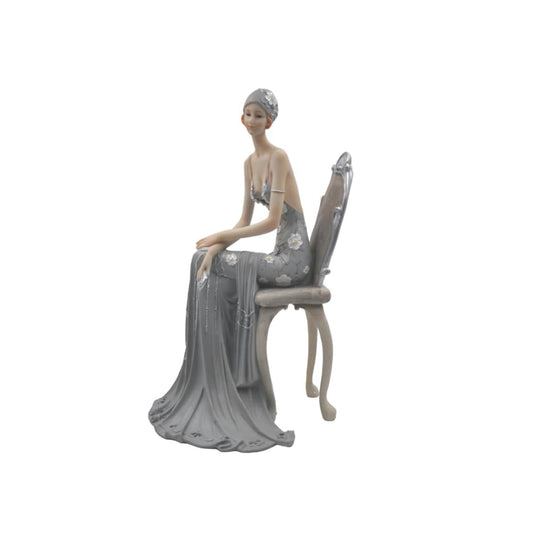Comfy Hour Glamour Victorian Style Lady Sitting On Chair Figurine, Elegance Lady Collection, Resin Art, 9-inch Height
