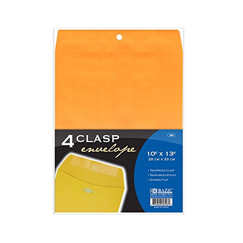 BAZIC 10" X 13" Clasp Envelope (4/Pack)