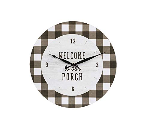 Ganz CB173676 Welcome to Our Porch Gingham Wall Clock, 13-inch Diameter, MDF