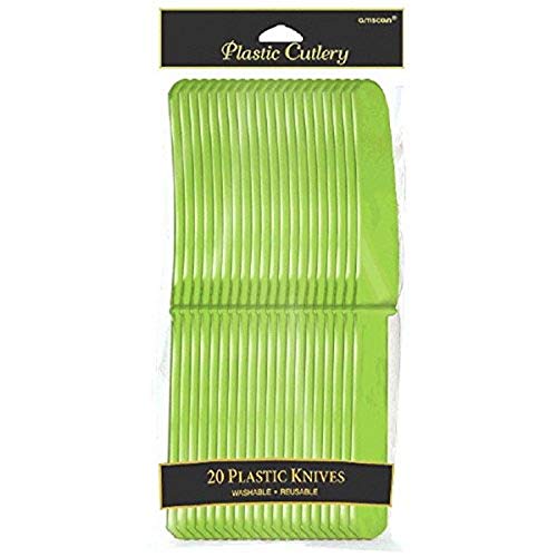 Amscan Bright and Vibrant Kiwi Green Plastic Knives, 20 Ct.