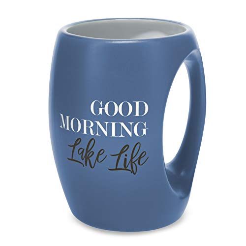 Pavilion Gift Company Blue Huggable Hand Warming 16 oz Coffee Cup Mug Good Morning Lake Life