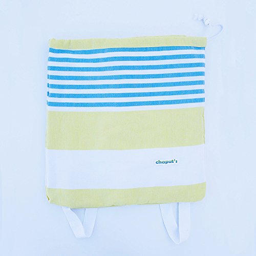 Birchwood Turkish Beach Towel/Bag, Yellow/Aqua