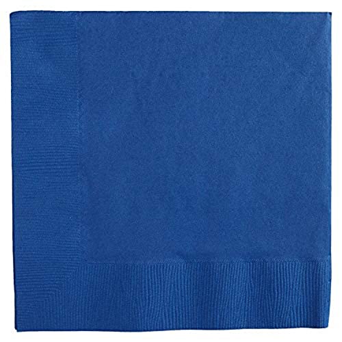 Amscan Bright Royal Blue 2-Ply Paper Dinner Napkin Big Party Pack, 40 Ct. 8" x 8"