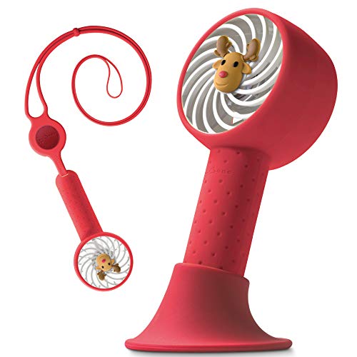 Bone Collection Mini Handheld Fan, Portable Personal Hand Held Cooling Fan with USB Rechargeable Battery, Neck Lanyard, Desk Stand Base (Mr. Deer)