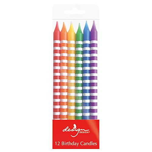 Design Design Primary Stripes Tall Stick Candles, 1/4 x 4, Multicolor