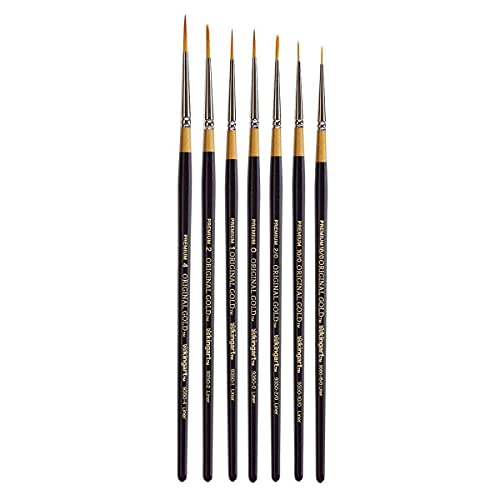 KINGART Original Gold 9350 Series, Golden Taklon Liner 7 Pc. Set