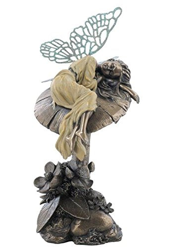 Unicorn Studio 5.5 Inch Sleeping Fairy Child Bronze Hued Verdigris Wings Yellow