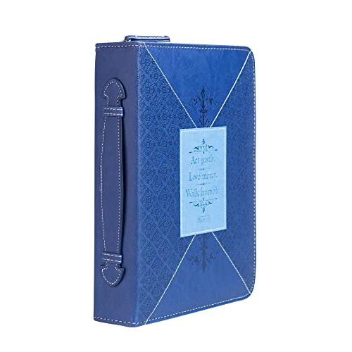 Divinity Act Justly Love Mercy Walk Wrap Patch Blue X-Large Faux Leather Bible Cover