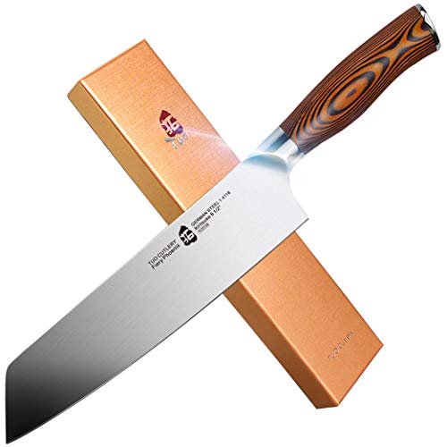 TUO Cutlery Kiritsuke Knife - Chinese Chefs Knife - High Carbon German Stainless Steel Asian Kitchen Knife- Ergonomic Pakkawood Handle Cutlery - 8.5 inch - Fiery Phoenix Series