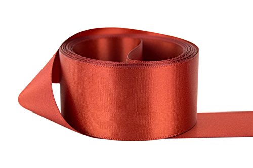 Ribbon Bazaar Double Faced Satin Ribbon - Premium Gloss Finish - 100% Polyester Ribbon for Gift Wrapping, Crafts, Scrapbooking, Hair Bow, Decorating & More - 7/8 inch Rust 50 Yards