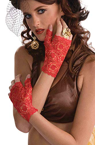 Forum Novelties 66216 Ruffled black Lace Gloves, Women&