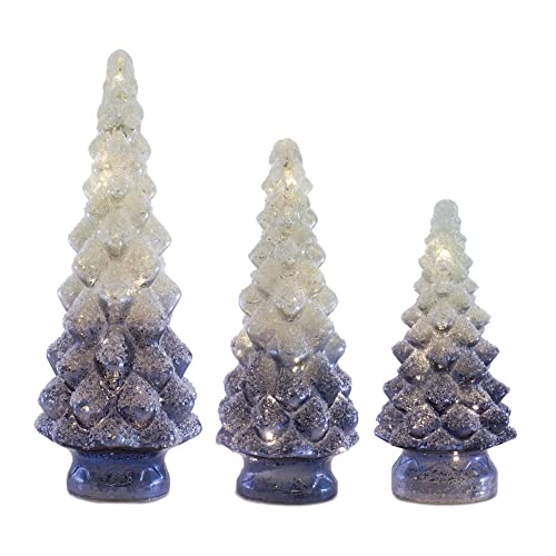 Melrose 87467 LED Christmas Tree, Set of 3, 15.75-inch Height, Glass