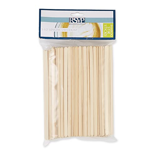 RSVP International Bamboo Coffee Stir Sticks Rounded Ends, Disposable & Compostable, 250 Count, 5.5" Length