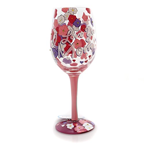 Enesco Lolita Wine Glass I love You Mom, Multicolor