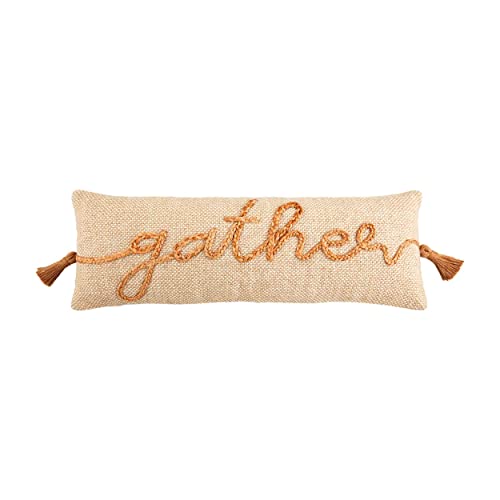 Mud Pie Gather Jute Long Pillow, 12" x 35", Tan