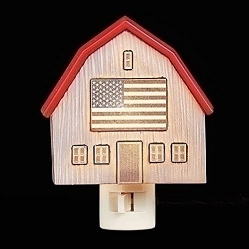 Roman 160272 American Flag Barn Night Light, Swivel Plug, 5-inch Height, Plastic