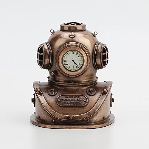 Unicorn Studio Veronese Design 5 1/4 Inch Classic Diving Helmet Clock Steampunk Figurine Gifts Statue