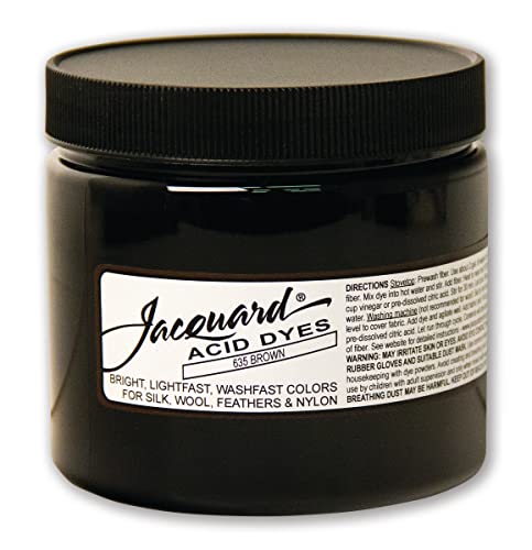 Jacquard Acid Dye for Wool, Silk and Other Protein Fibers, 8 Ounce Jar, Concentrated Powder, Brown 635