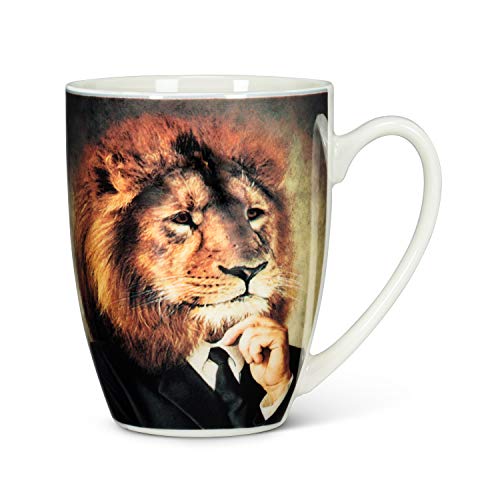 Abbott Collection  27-Gents Majestic Dressed Lion Mug-4" H(12oz), 4 inches H, Multi Colour