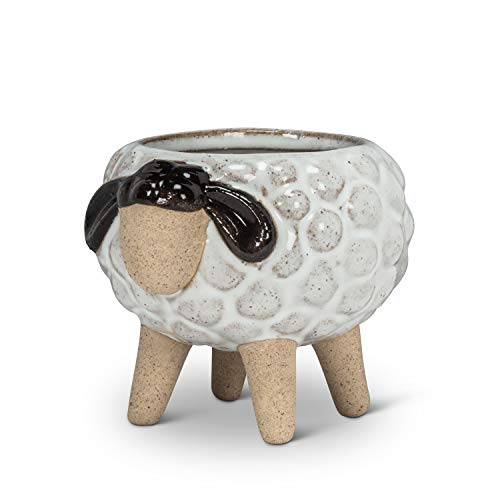 Abbott Collection  27-CRITTER-827-LG Large Sheep on Legs Planter, White/Black