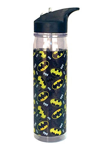 Spoontiques Batman Logos Flip Top Bottle, Black