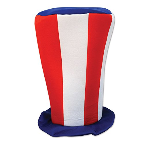 Beistle 4th of July Patriotic Tall Top Hat, 16"-1 Pc, Red/White/Blue