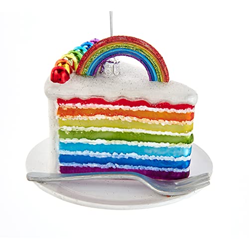 Kurt Adler Adler Noble Gems Rainbow Cake Slice Ornament, 4.5-Inches, Multicolor