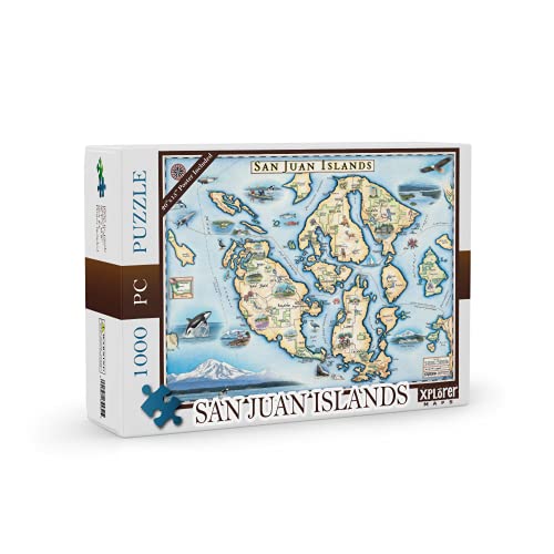 Xplorer Maps San Juan Island Map Cardboard Jigsaw Puzzle - 1000 Pieces, Hand-Illustrated - Educational, Family Activity, Ages 7+, Includes Poster - 25.4 x 19.8