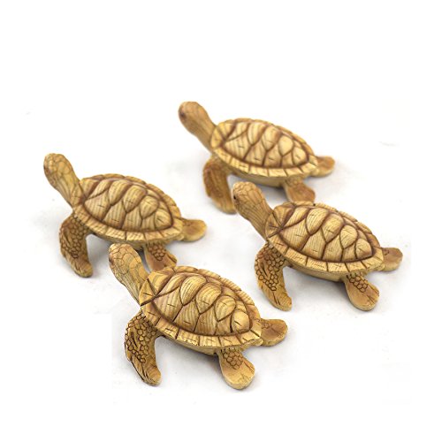 Unison Gifts Marine Life Sea Turtle on Woodlike Figurine (Set of 4)