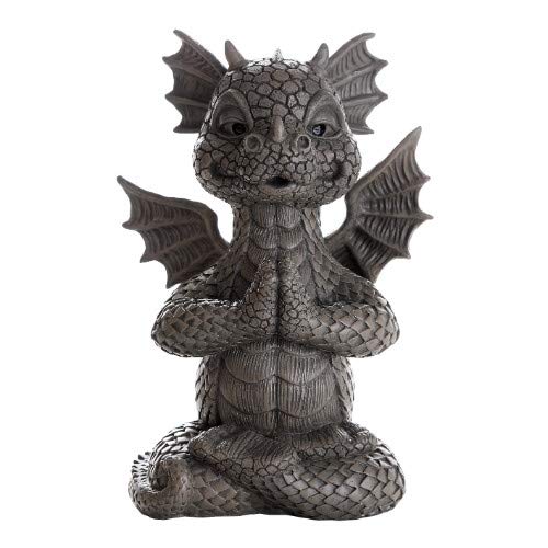 Pacific Trading Giftware Garden Dragon Meditating Yoga Dragon Garden Display Decorative Accent Sculpture Stone Finish 10 Inch Tall