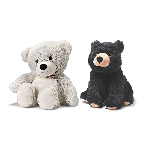 Intelex Warmies Microwavable Plush Set, Marshmallow Bear and Black Bear Warmies are Included - Cozy Plush Heatable Lavender Scented Stuffed Animal