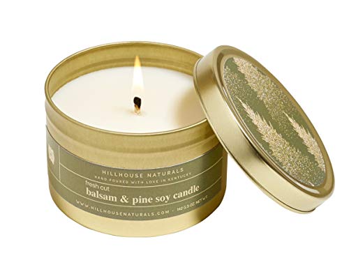 Hillhouse Naturals FCBPC Scented Tin Candle, 5 oz (Fresh Cut Balsam and Pine in Gold)