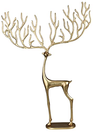 HomArt Large Bergen Reindeer Figure, 22.50-inch Height, Brass