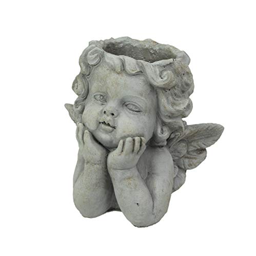 A&B Home Cherub Angel Outdoor Planter - 8" - Gray Finish