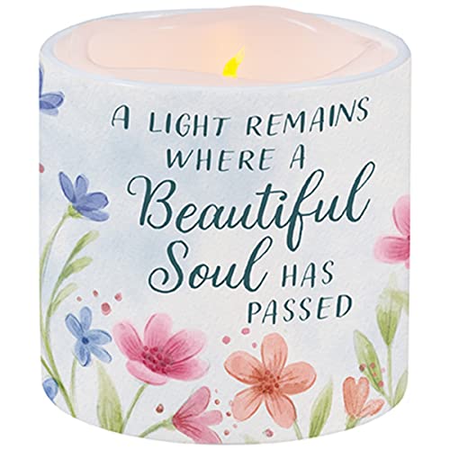 Carson Home 24767 Beautiful Soul LED Candle with Ceramic Holder, 3.5-inch Diameter