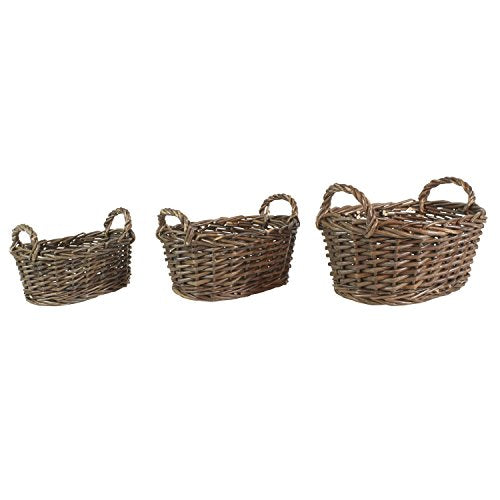 HomArt Set of 3 Natural Small Oval Willow Baskets