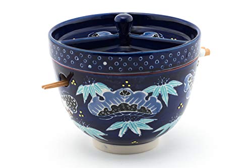 FMC Fuji Merchandise Mira Design Japanese Design Quality Ceramic Ramen Udong Soba Tempura Noodle Bowl with Chopsticks and Condiment Lid 6 Inch Diameter (Lavender Floral)