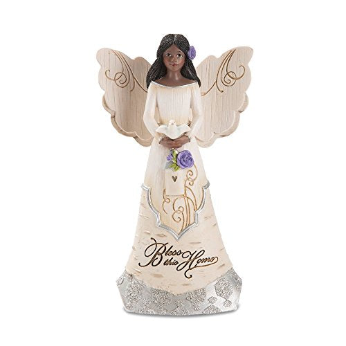 Pavilion Gift Company Bless This Home 6 Inch Ebony Angel Figurine